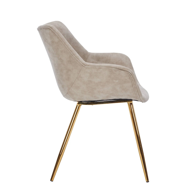 Fauteuil de salle à manger moderne en cuir vieilli avec pieds en fer thermolaqué
