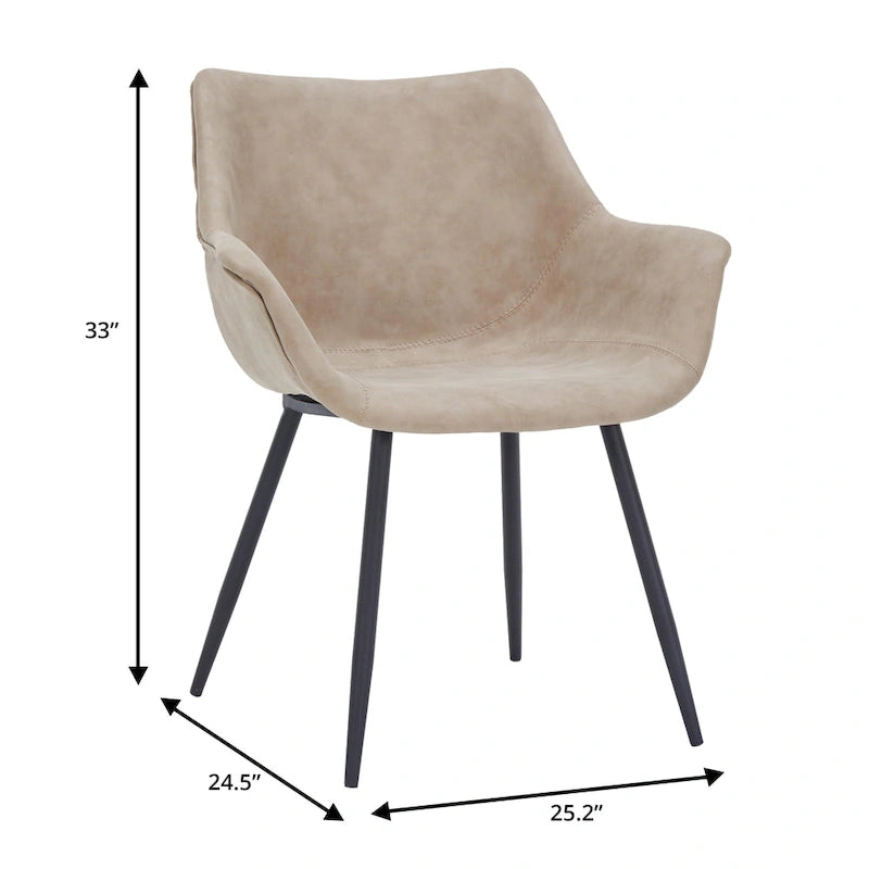Fauteuil de salle à manger moderne en cuir vieilli avec pieds en fer thermolaqué