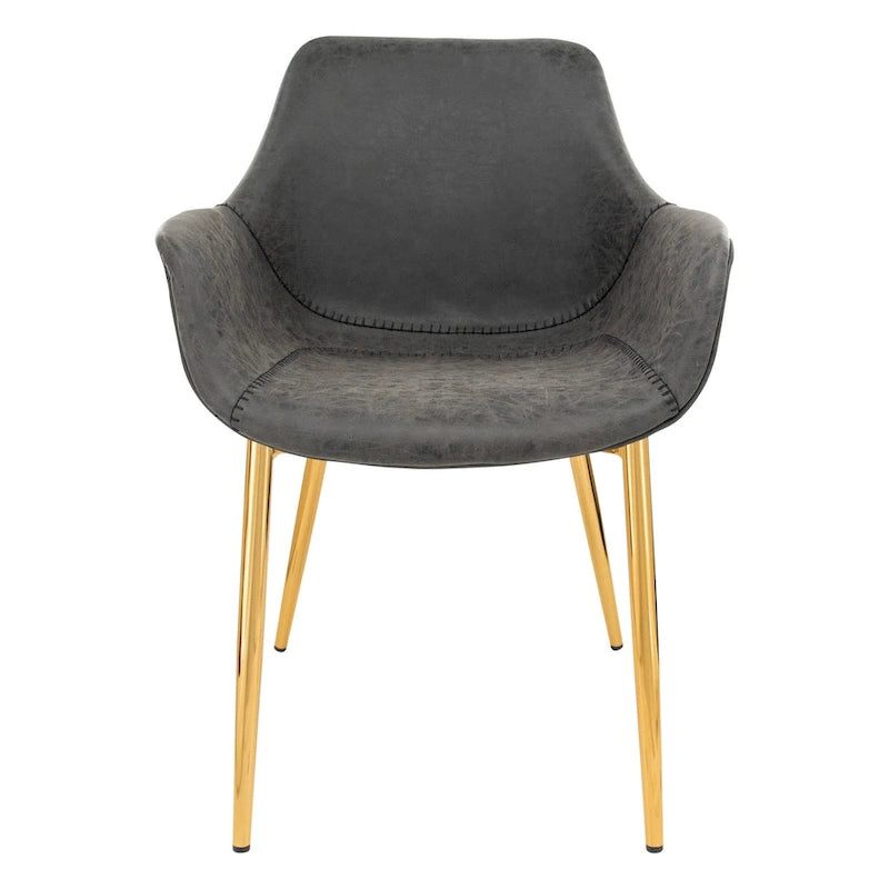 Fauteuil de salle à manger moderne en cuir vieilli avec pieds en fer thermolaqué