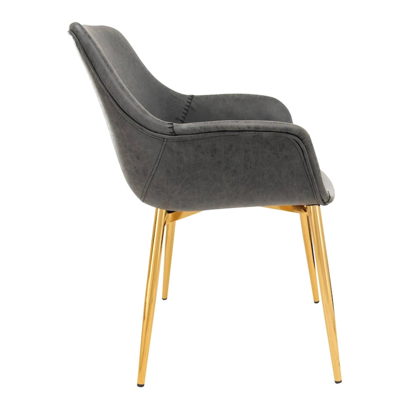 Fauteuil de salle à manger moderne en cuir vieilli avec pieds en fer thermolaqué