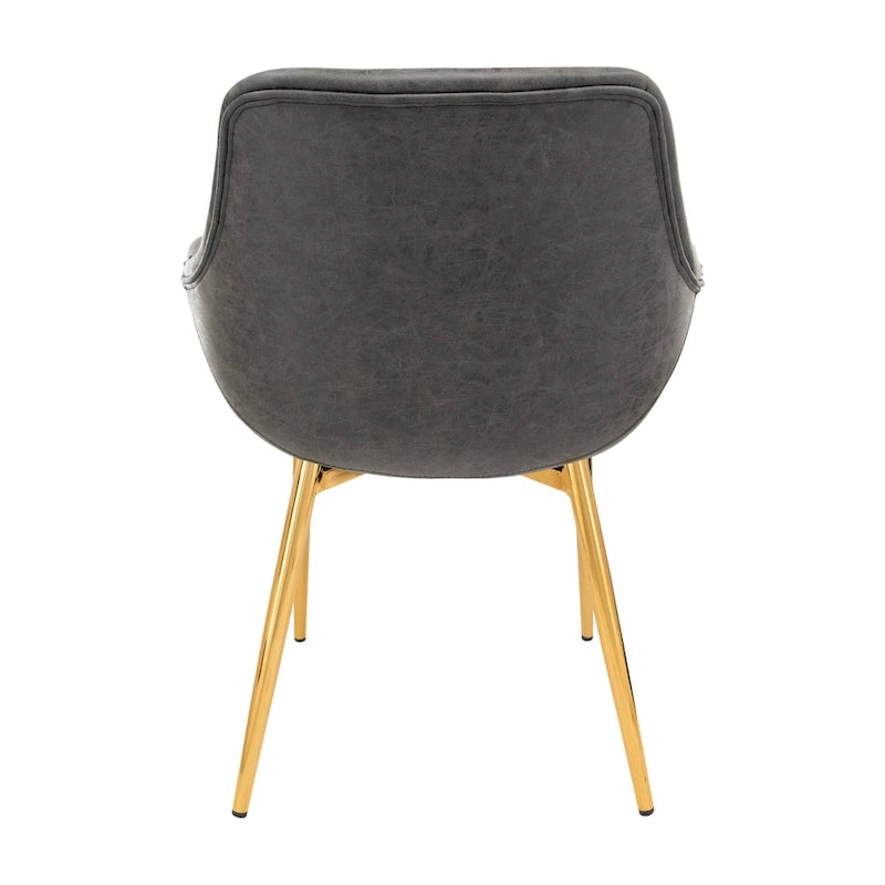 Fauteuil de salle à manger moderne en cuir vieilli avec pieds en fer thermolaqué
