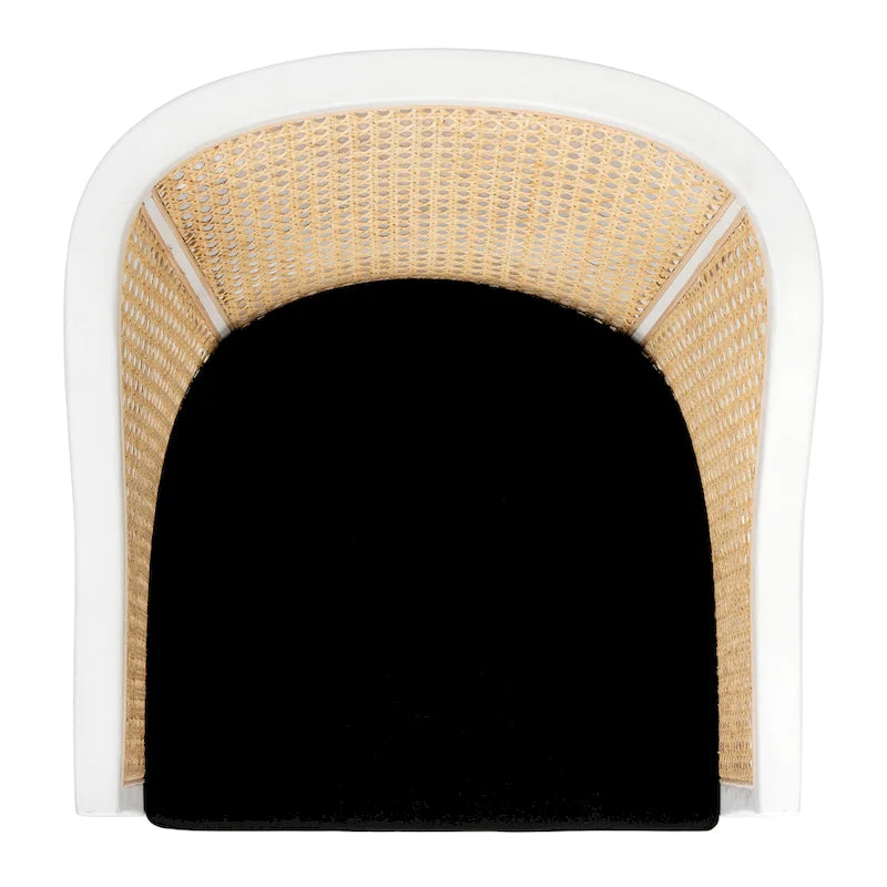 Chaise de salle à manger tressée en bois d'orme noir avec coussin d'assise rembourré