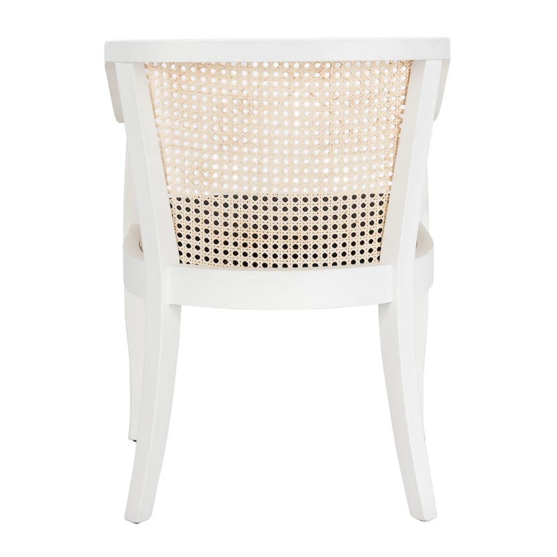 Chaise de salle à manger tressée en bois d'orme noir avec coussin d'assise rembourré
