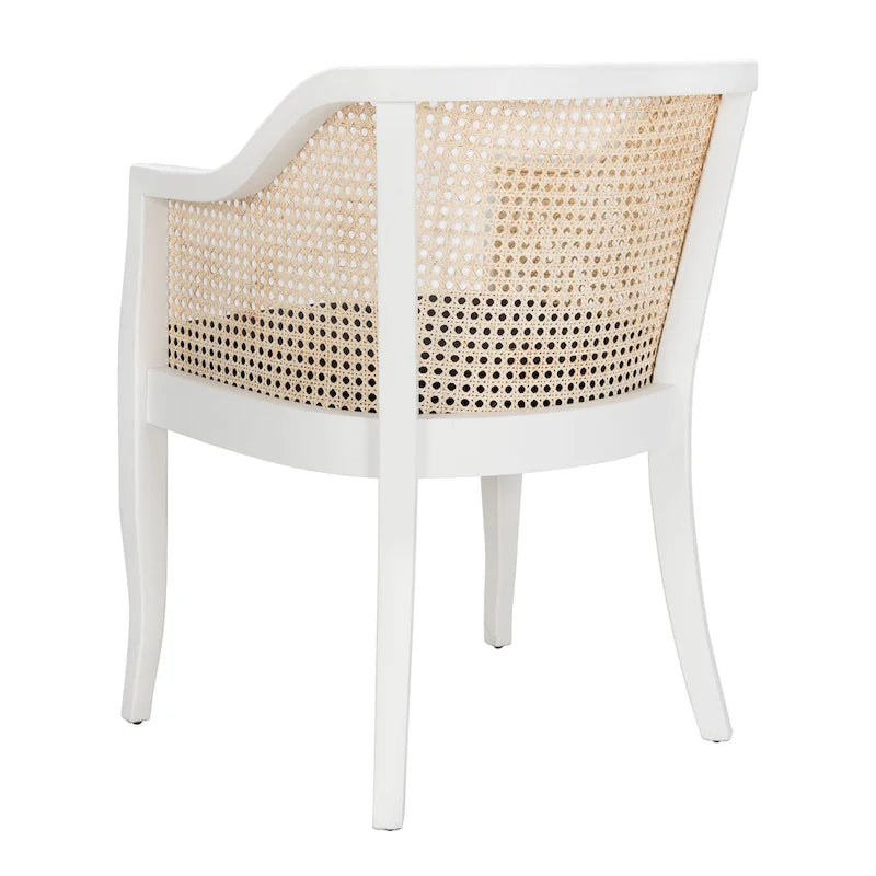 Chaise de salle à manger tressée en bois d'orme noir avec coussin d'assise rembourré