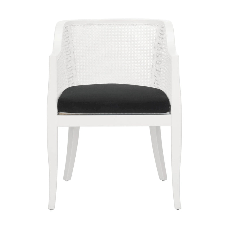 Chaise de salle à manger tressée en bois d'orme noir avec coussin d'assise rembourré