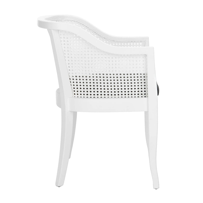 Chaise de salle à manger tressée en bois d'orme noir avec coussin d'assise rembourré