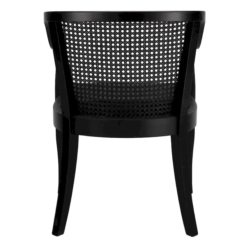 Chaise de salle à manger tressée en bois d'orme noir avec coussin d'assise rembourré