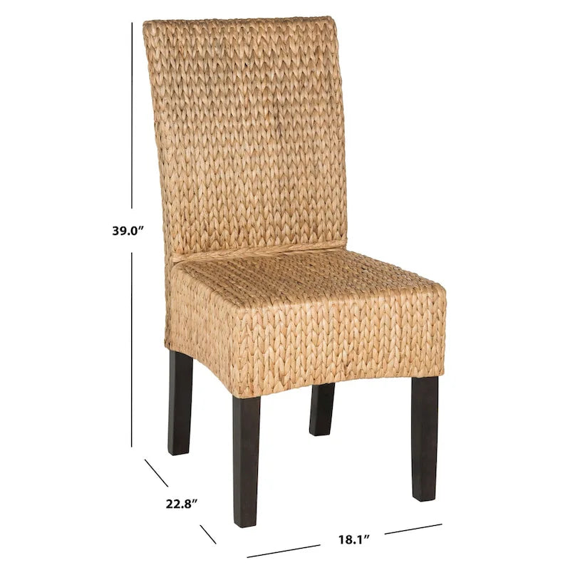 SAFAVIEH Clemensa Chaise de salle à manger naturelle (Lot de 2) - 18,1 x 22,8 x 39 - 18L x 23P x 39H