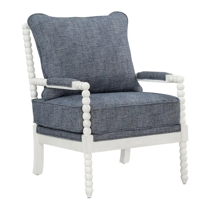 Fauteuil d'appoint classique indigo capitonné avec cadre en bois massif