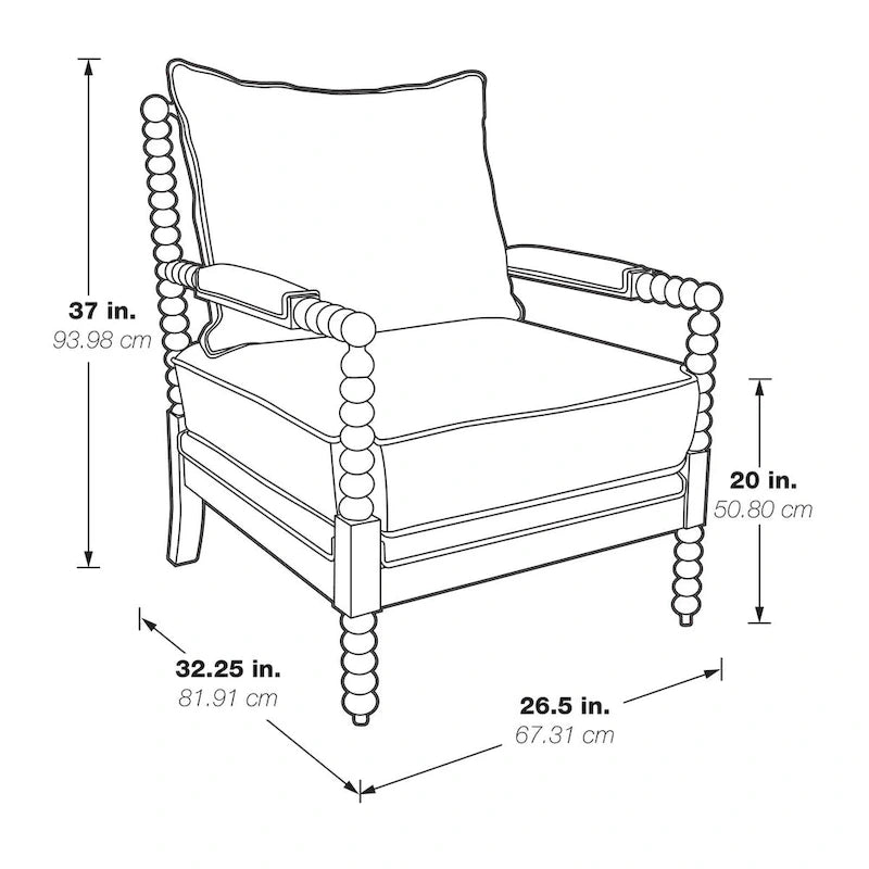 Fauteuil d'appoint classique indigo capitonné avec cadre en bois massif