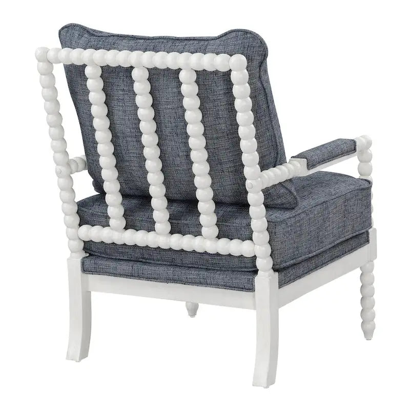 Fauteuil d'appoint classique indigo capitonné avec cadre en bois massif