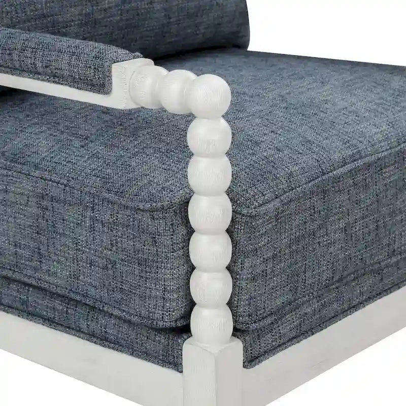 Fauteuil d'appoint classique indigo capitonné avec cadre en bois massif