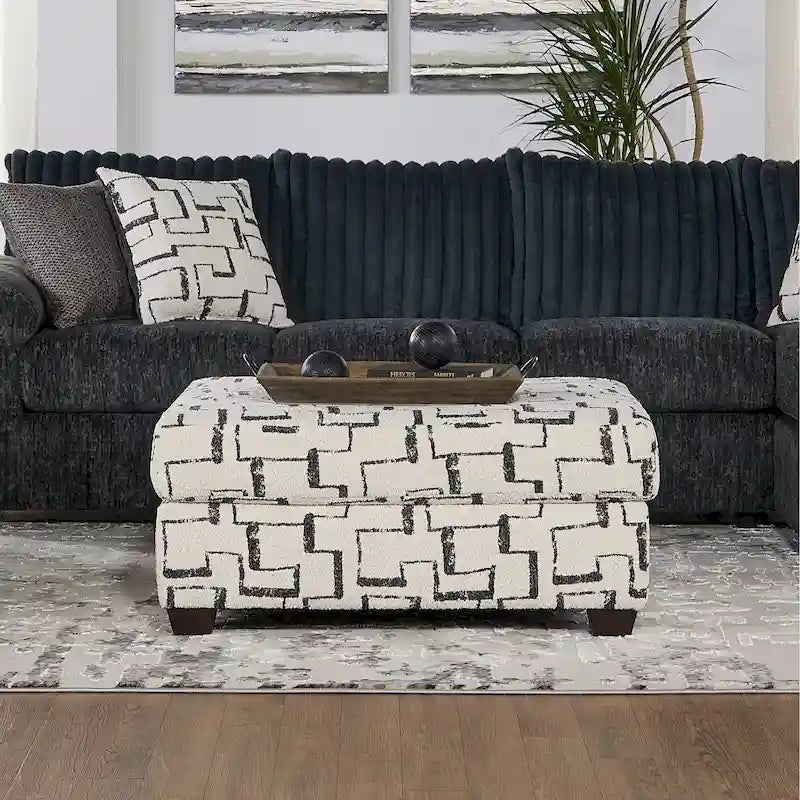 Repose-pieds ottoman rembourré à motif géométrique moderne, pièce d'appoint