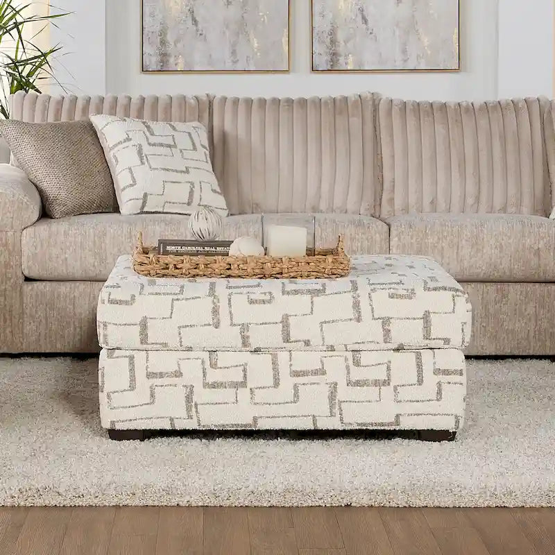 Repose-pieds ottoman rembourré à motif géométrique moderne, pièce d'appoint