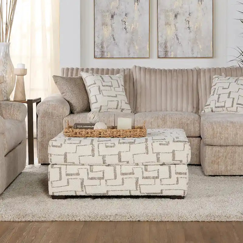 Repose-pieds ottoman rembourré à motif géométrique moderne, pièce d'appoint