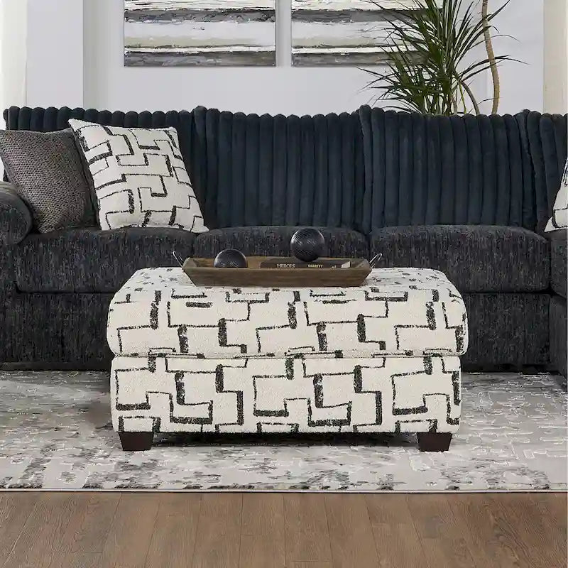 Repose-pieds ottoman rembourré à motif géométrique moderne, pièce d'appoint