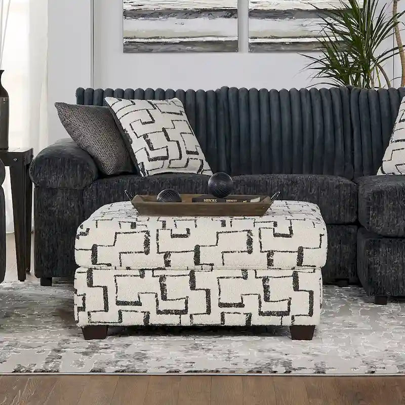 Repose-pieds ottoman rembourré à motif géométrique moderne, pièce d'appoint