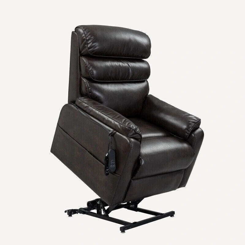 Fauteuil inclinable électrique releveur avec massage, chaleur, appui-tête réglable et revêtement en cuir PU