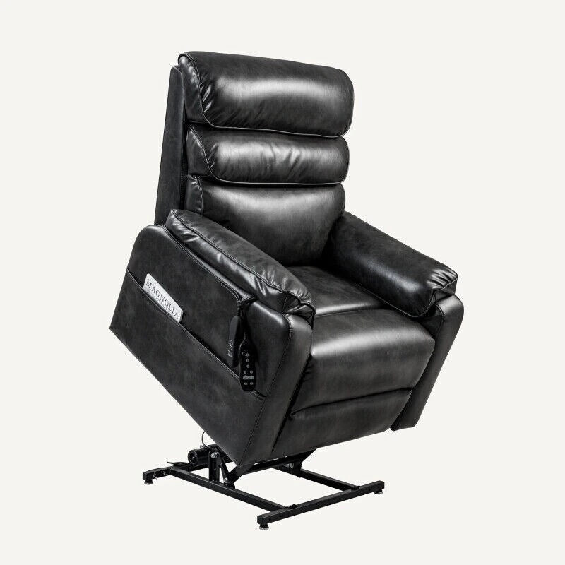 Fauteuil inclinable électrique releveur avec massage, chaleur, appui-tête réglable et revêtement en cuir PU