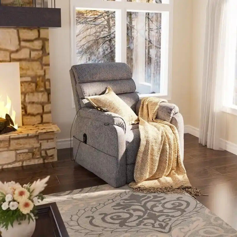 Fauteuil inclinable électrique releveur avec massage, chaleur, appui-tête réglable et revêtement en cuir PU