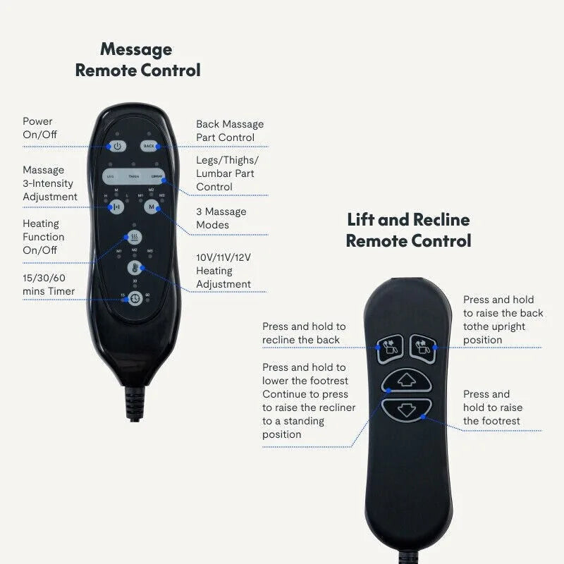 Fauteuil inclinable électrique releveur avec massage, chaleur, appui-tête réglable et revêtement en cuir PU
