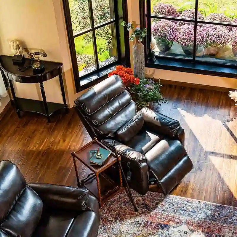Fauteuil inclinable électrique releveur avec massage, chaleur, appui-tête réglable et revêtement en cuir PU