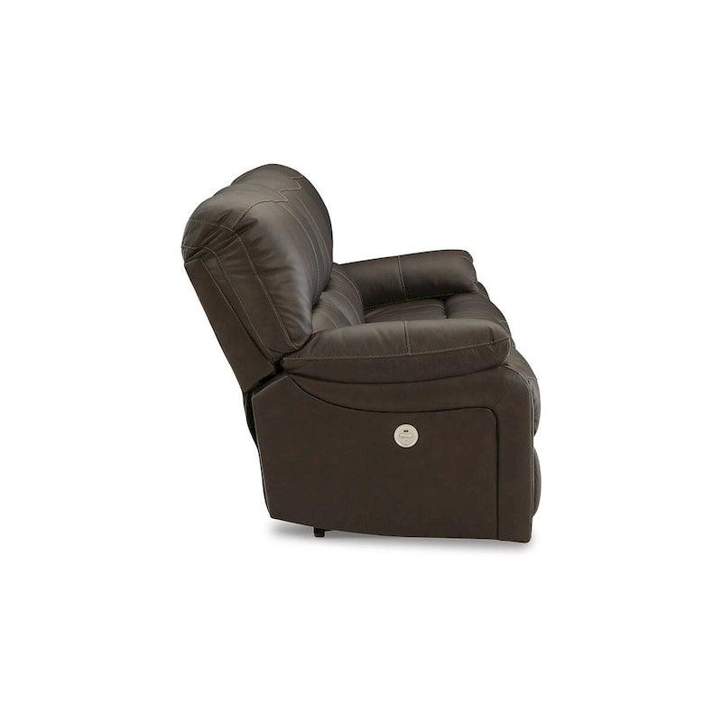 Canapé inclinable électrique en cuir marron avec port USB pour salon