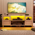 Meuble TV blanc avec rangements et étagères ouvertes