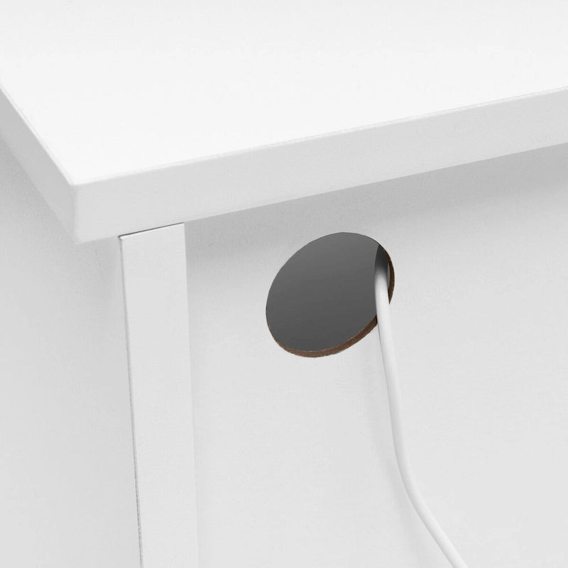 Meuble TV blanc avec rangements et étagères ouvertes