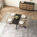 Table à manger rectangulaire extensible avec pieds en croix en fer noir, grise et marron
