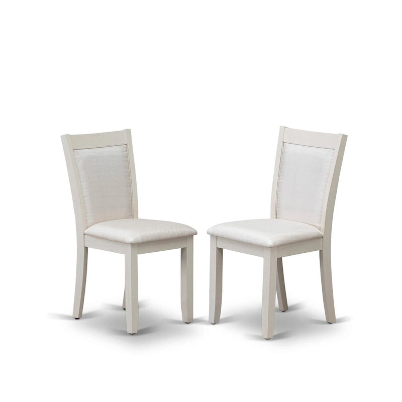 Table à manger rectangulaire avec piètement en X blanc cassé et chaises Parson crème