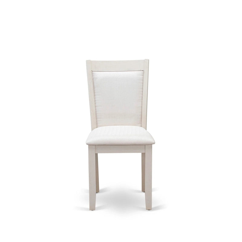 Table à manger rectangulaire avec piètement en X blanc cassé et chaises Parson crème