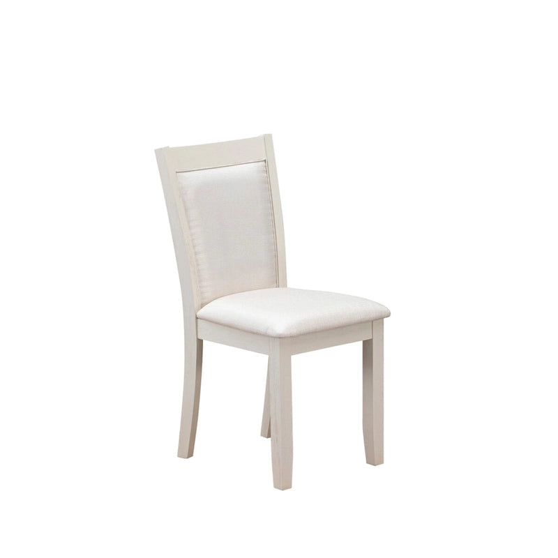 Table à manger rectangulaire avec piètement en X blanc cassé et chaises Parson crème