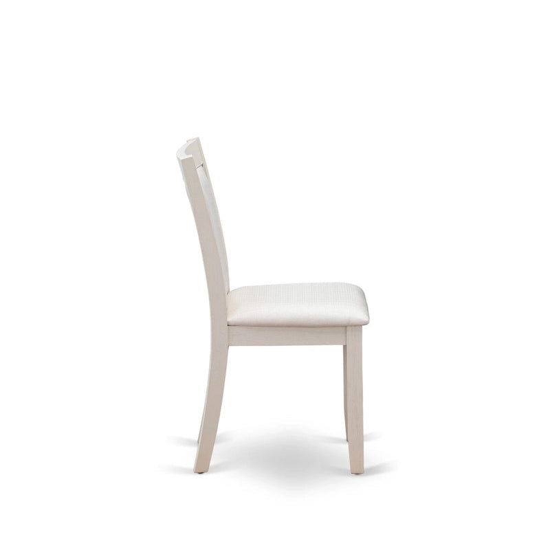 Table à manger rectangulaire avec piètement en X blanc cassé et chaises Parson crème