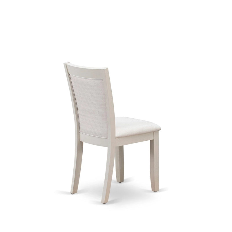 Table à manger rectangulaire avec piètement en X blanc cassé et chaises Parson crème