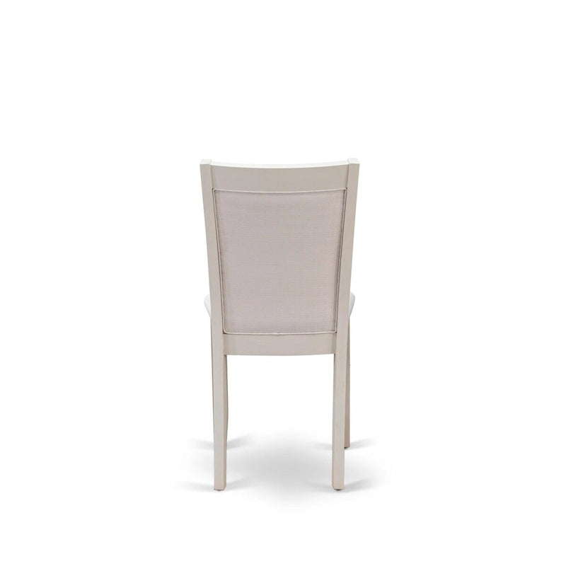 Table à manger rectangulaire avec piètement en X blanc cassé et chaises Parson crème