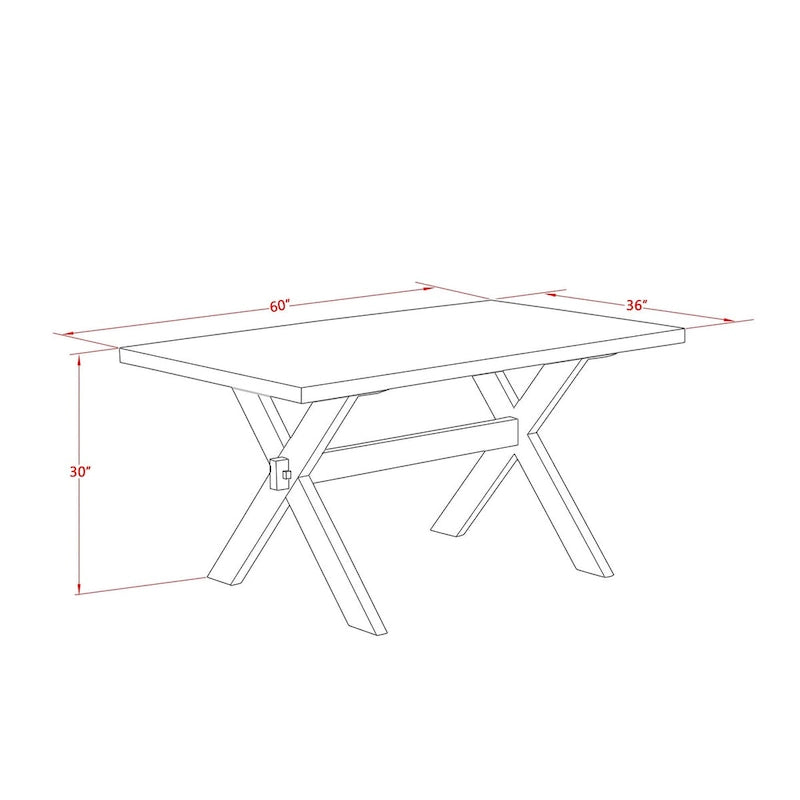 Table à manger rectangulaire avec piètement en X blanc cassé et chaises Parson crème