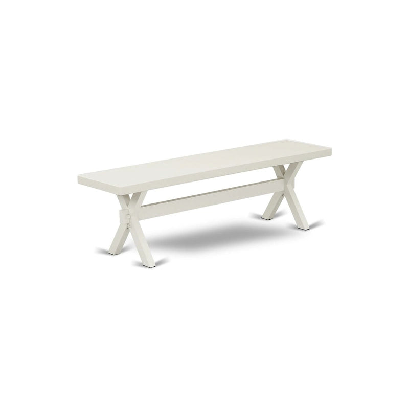 Table à manger rectangulaire avec piètement en X blanc cassé et chaises Parson crème