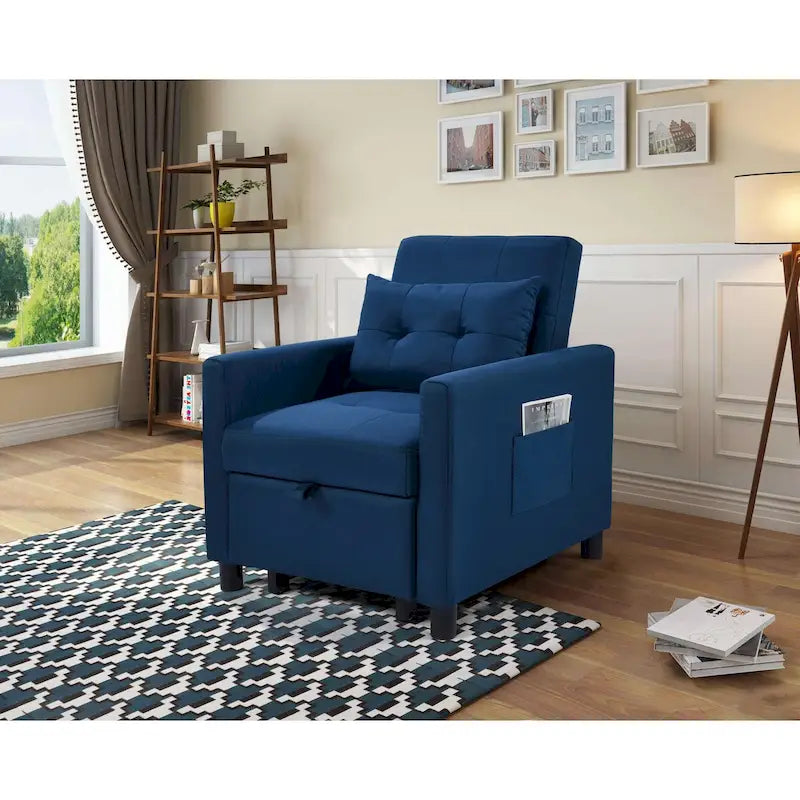 Fauteuil lit convertible 3-en-1 avec matelas escamotable et oreiller lombaire gris foncé