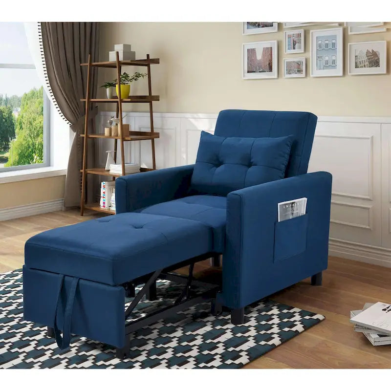 Fauteuil lit convertible 3-en-1 avec matelas escamotable et oreiller lombaire gris foncé