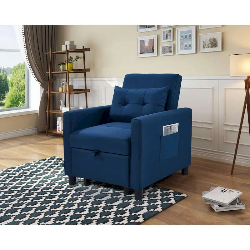 Fauteuil lit convertible 3-en-1 avec matelas escamotable et oreiller lombaire gris foncé