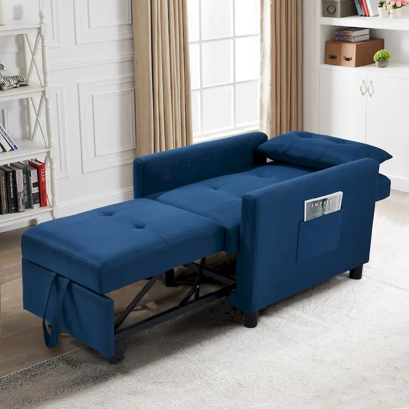 Fauteuil lit convertible 3-en-1 avec matelas escamotable et oreiller lombaire gris foncé