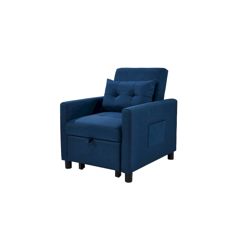 Fauteuil lit convertible 3-en-1 avec matelas escamotable et oreiller lombaire gris foncé