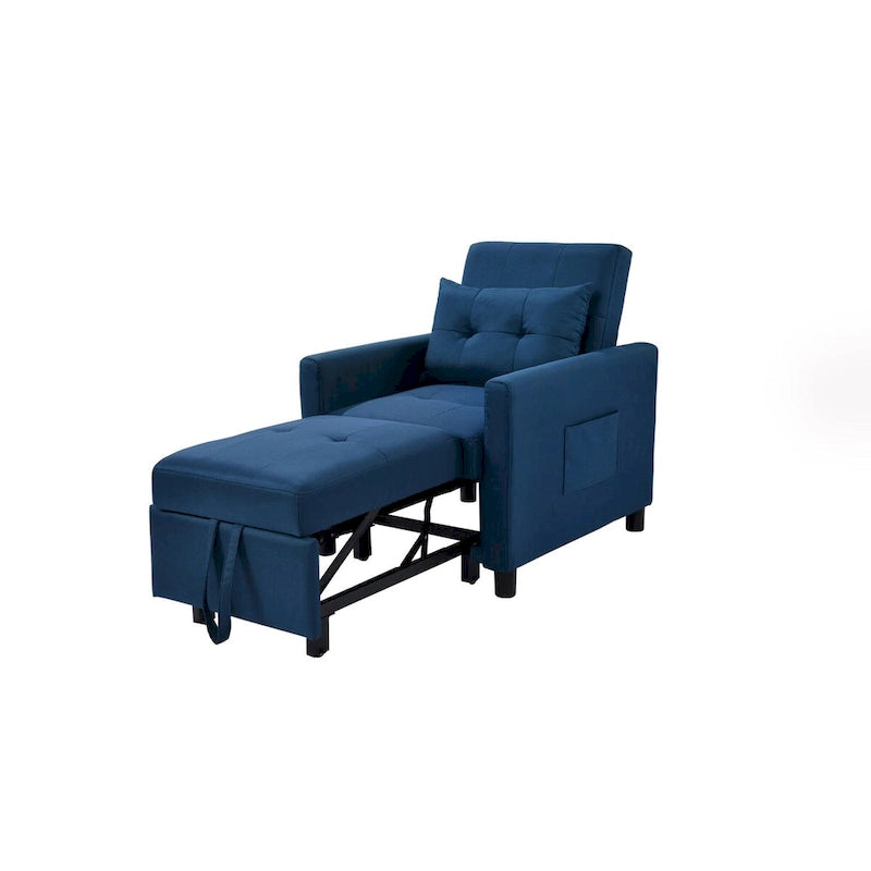 Fauteuil lit convertible 3-en-1 avec matelas escamotable et oreiller lombaire gris foncé