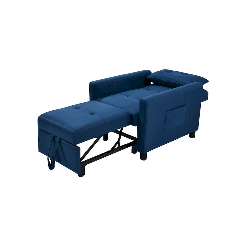 Fauteuil lit convertible 3-en-1 avec matelas escamotable et oreiller lombaire gris foncé