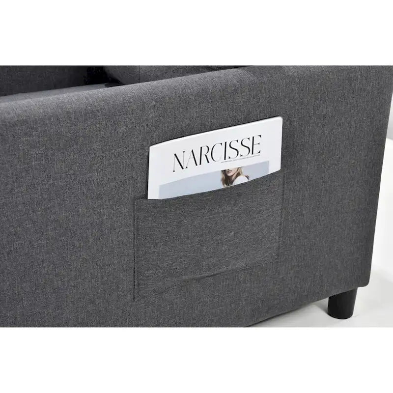 Fauteuil lit convertible 3-en-1 avec matelas escamotable et oreiller lombaire gris foncé