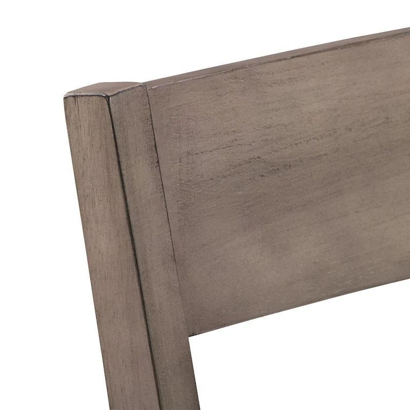 Tabouret de bar rembourré hauteur comptoir, dossier échelle, chaise de salle à manger gris délavé