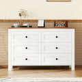 Commode en bois à 6 tiroirs, meuble de rangement blanc, style ferme, pour chambre à coucher