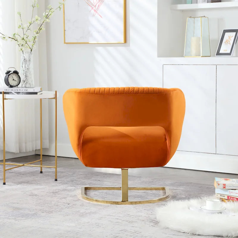 Fauteuil d'appoint capitonné en velours avec piètement en métal doré, multicolore