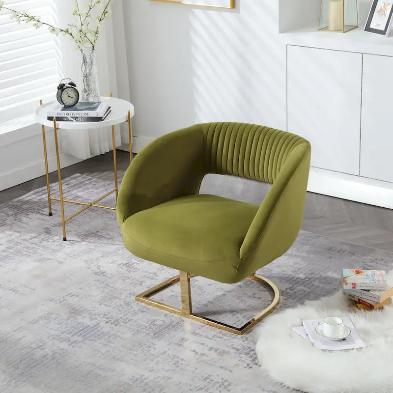 Fauteuil d'appoint capitonné en velours avec piètement en métal doré, multicolore